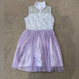 Sleeveless Lavender Tulle Dress with Lace Bodice